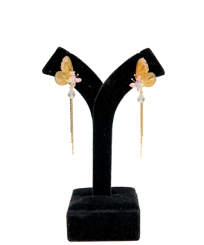 Crystal Bloom Butterfly Drop Earring